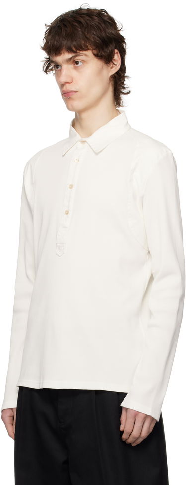 Polo tričko Wales Bonner Wales Bonner Dub Long Sleeve Polo Biela | MS25JE03-JE02-000 RIB JERSEY, 3