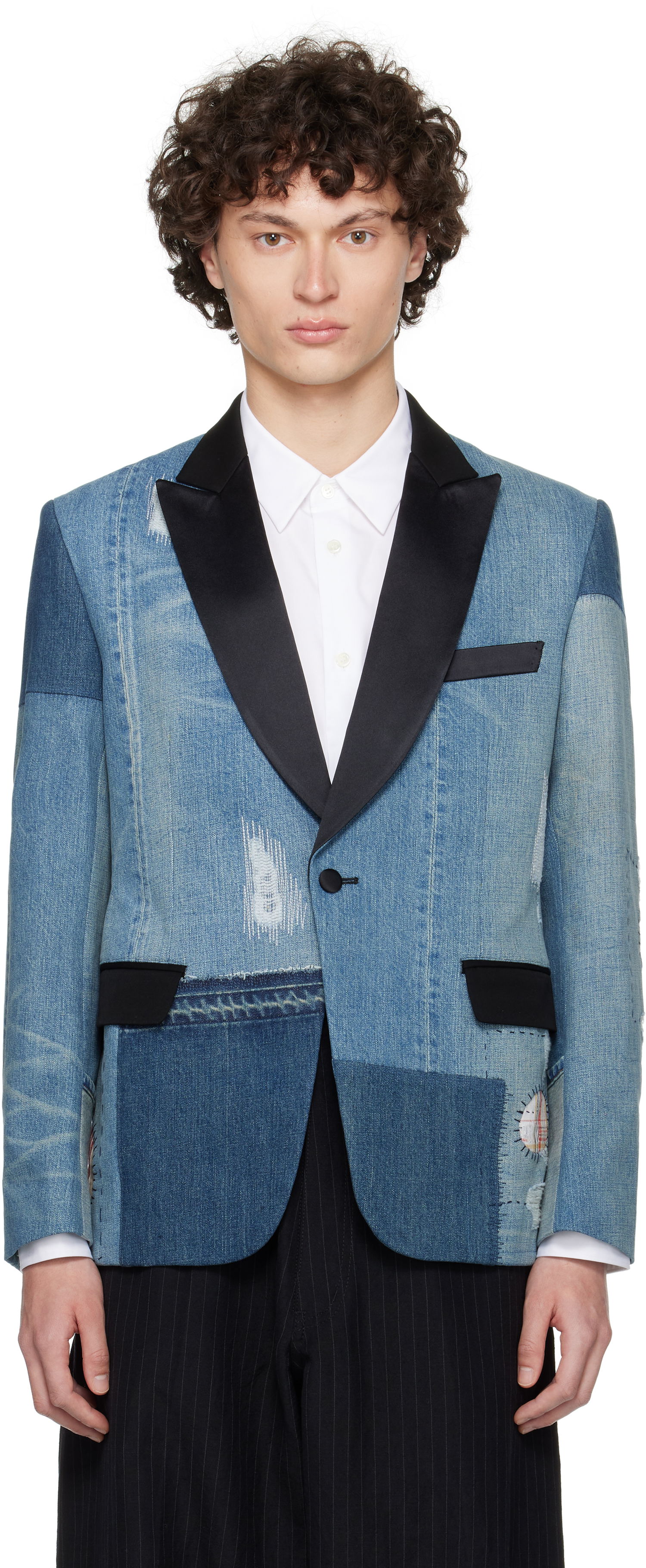 Bunda Junya Watanabe Junya Watanabe Patchwork Denim Blazer Modrá | WO-J012-051, 0