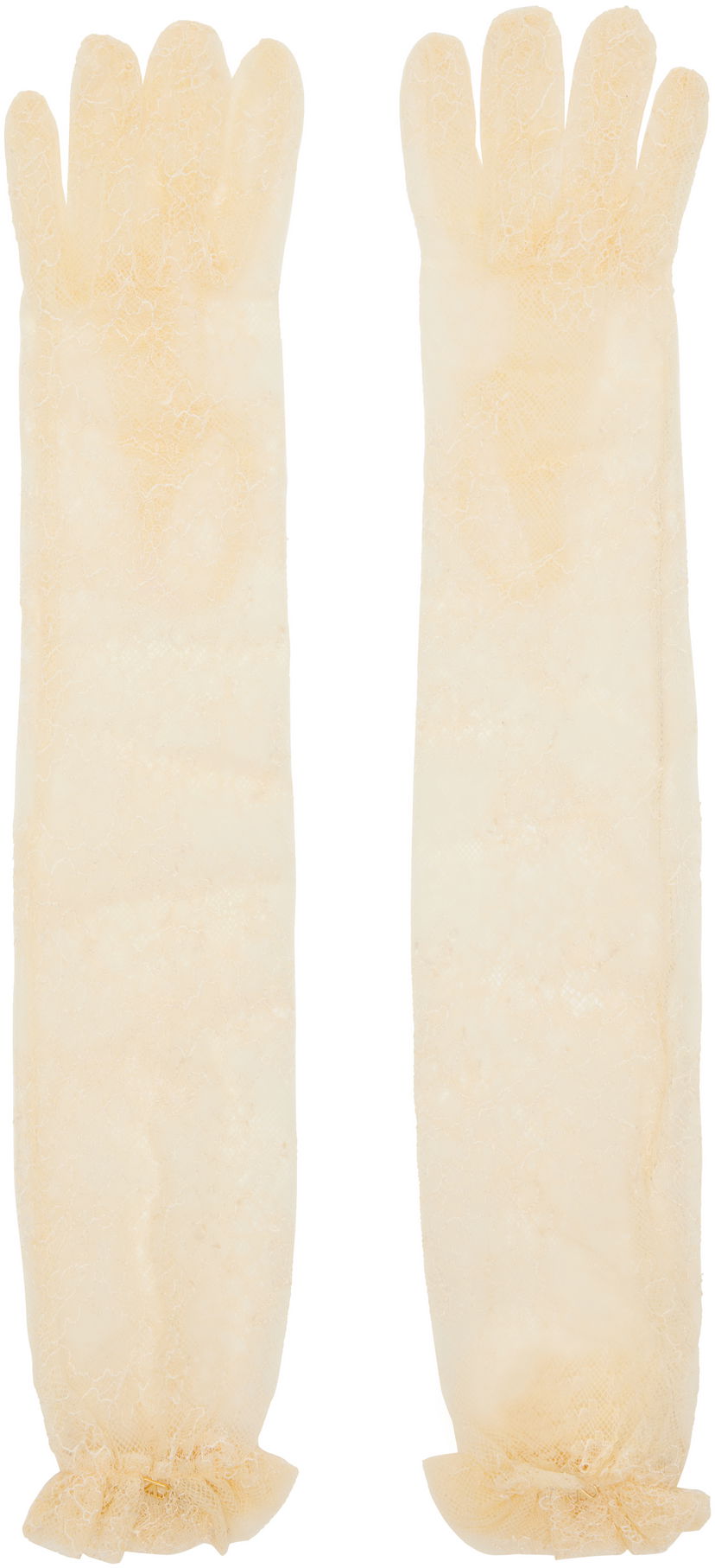 Rukavice Valentino Valentino Garavani Lace Gloves Béžová | 7W2GD00NYCC