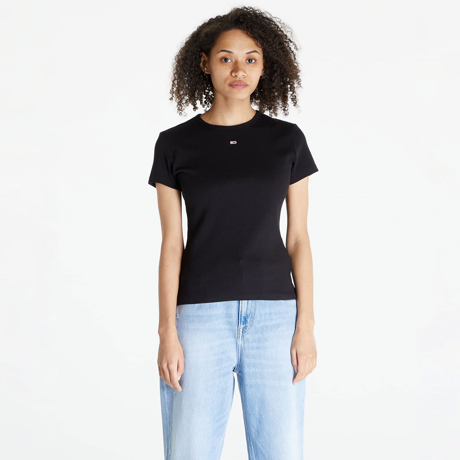 Tričko Tommy Hilfiger ommy Jeans Slim Essential Rib Short Čierna | DW0DW17383 BDS, 0