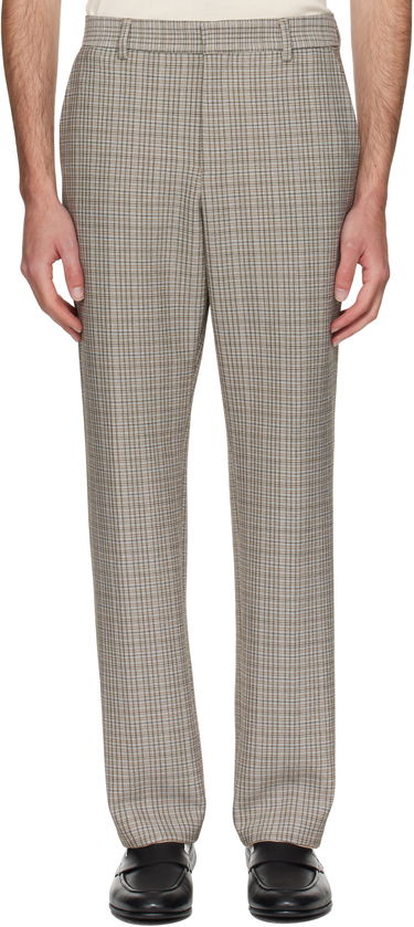 Nohavice BOSS BOSS Relaxed-Fit Checked Stretch Trousers Hnedá | 50546061, 0