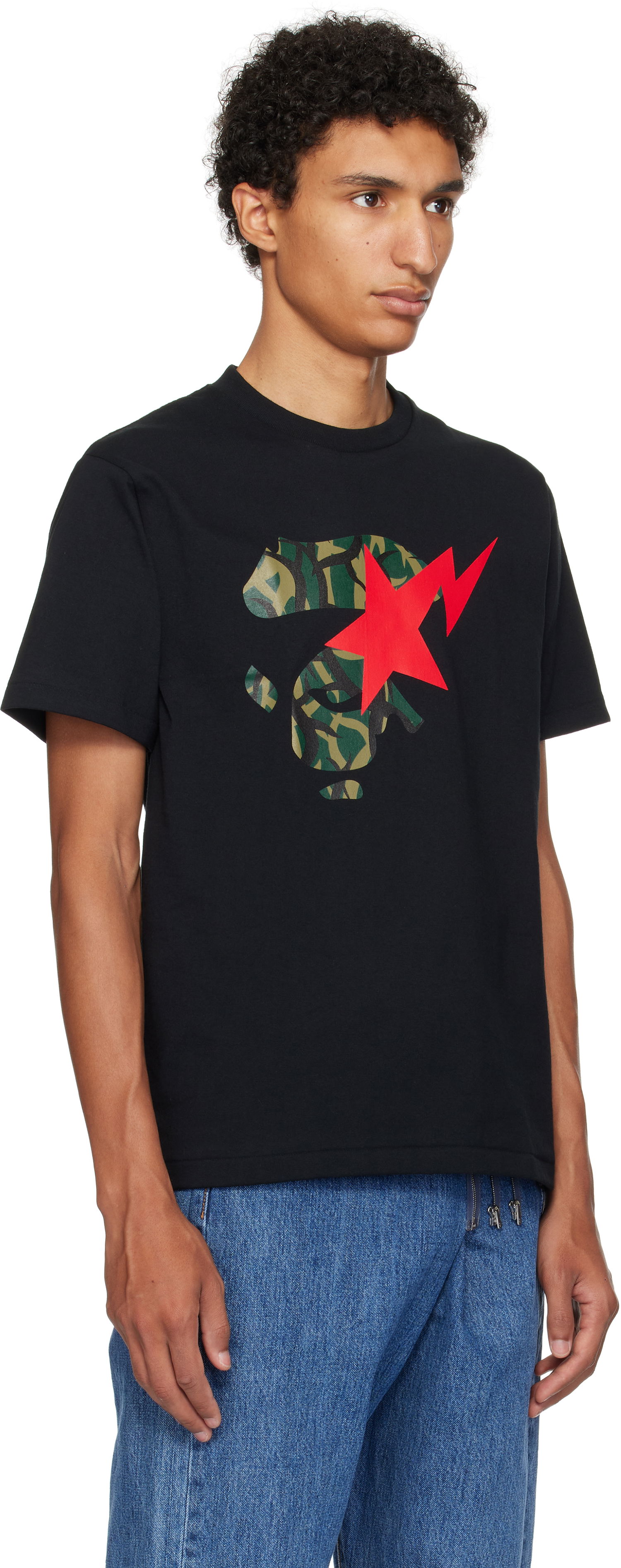 Tričko BAPE Trial Camo Ape Face STA T-Shirt Čierna | 001TEL301035M, 1