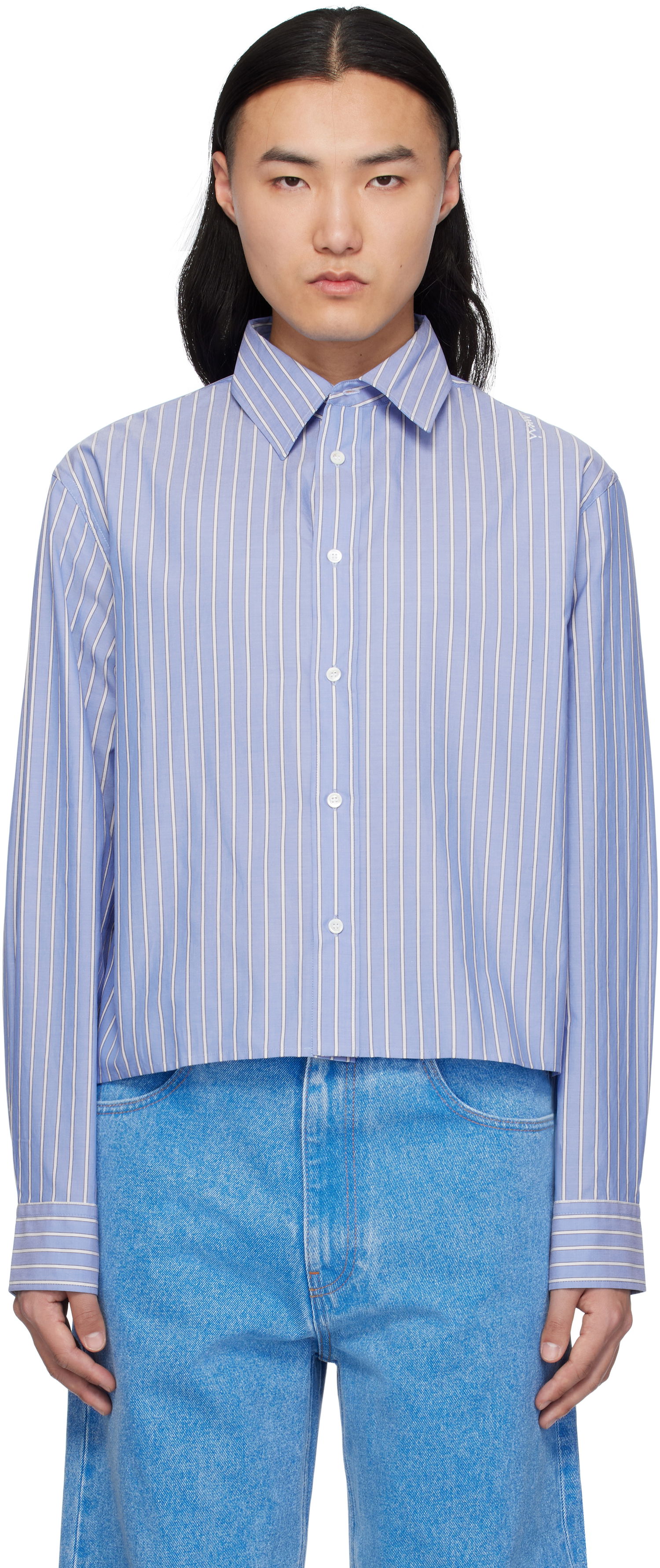 Košeľa Marni Marni Poplin Stripe Cropped Shirt Modrá | CUMU0337S0 UTC455, 0