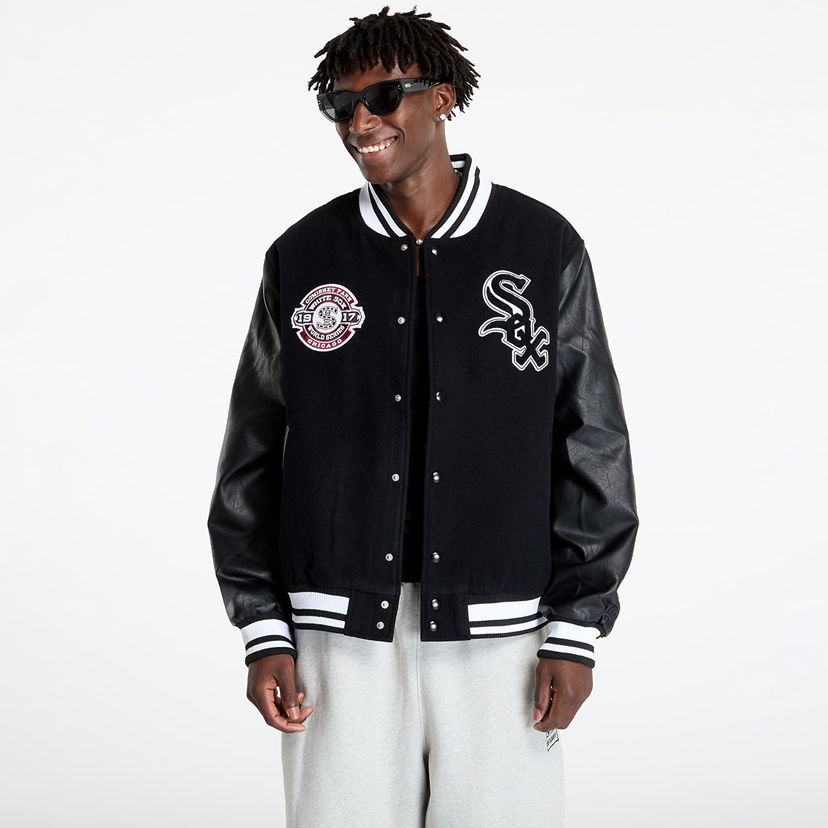 Bunda New Era Chicago White Sox MLB Patch Varsity Jacket UNISEX Black/ Black Čierna | 60564878