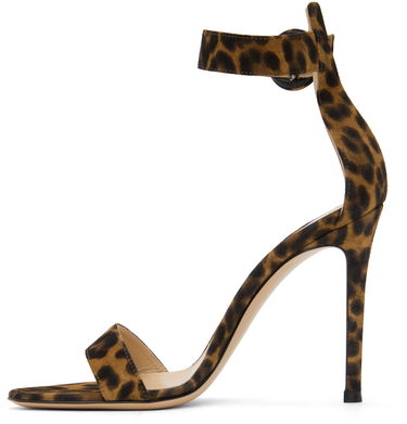 Starostlivosť o obuv Gianvito Rossi Gianvito Rossi Portofino Leopard-Print Suede Heeled Sandals Hnedá | G61096.15RIC.CMD, 2