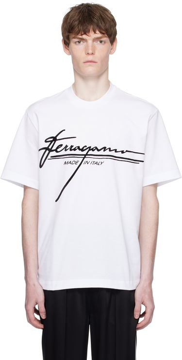 Tričko FERRAGAMO Ferragamo Signature Crew Neck T-Shirt Biela | 786470, 0