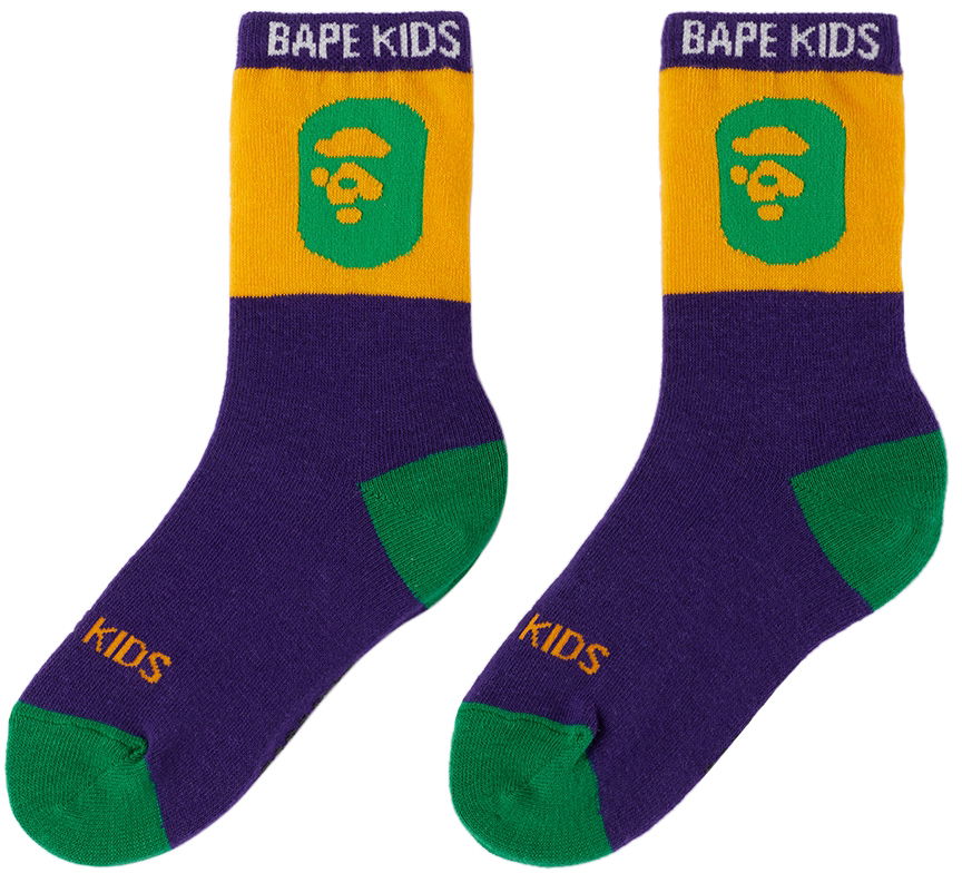 Ponožky BAPE Kids Ape Head Socks Fialová | 001SOI803003K, 1