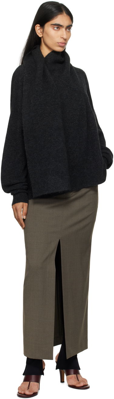 Sveter TOTEME TOTEME Draped Scarf Knit Sweater Šedá | 244-WRT0368-YA0099, 3