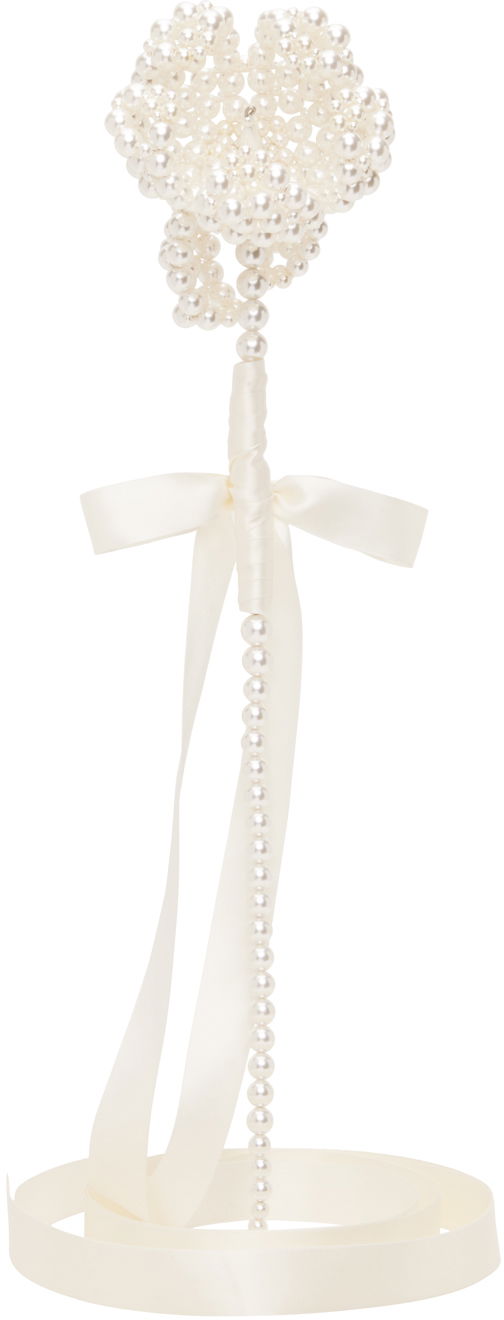 Kľúčenka Simone Rocha Simone Rocha Beaded Large Flower Bag Charm Biela | FLOWER1 0904 PEARL, 0