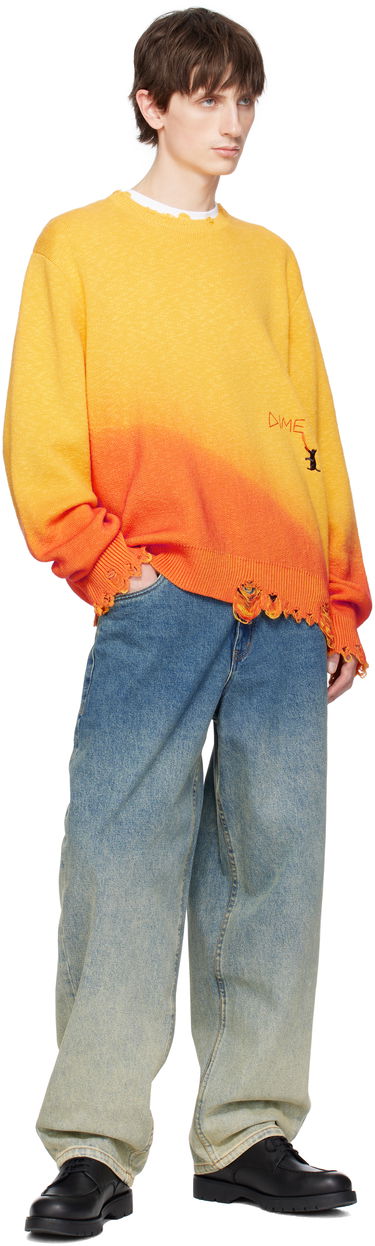 Sveter Dime Dime Gradient Knit Sweater with Cat Embroidery Oranžová | DIMESP2510SUN, 3