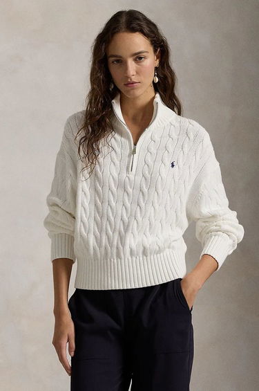 Sveter Polo by Ralph Lauren Polo Ralph Lauren Cable-Knit Quarter-Zip Sweater Biela | 211963467, 0