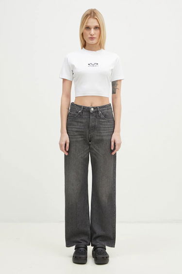 Crop Top VETEMENTS VETEMENTS Oval Logo Cropped Fitted T-Shirt Biela | WA66TR700W, 4