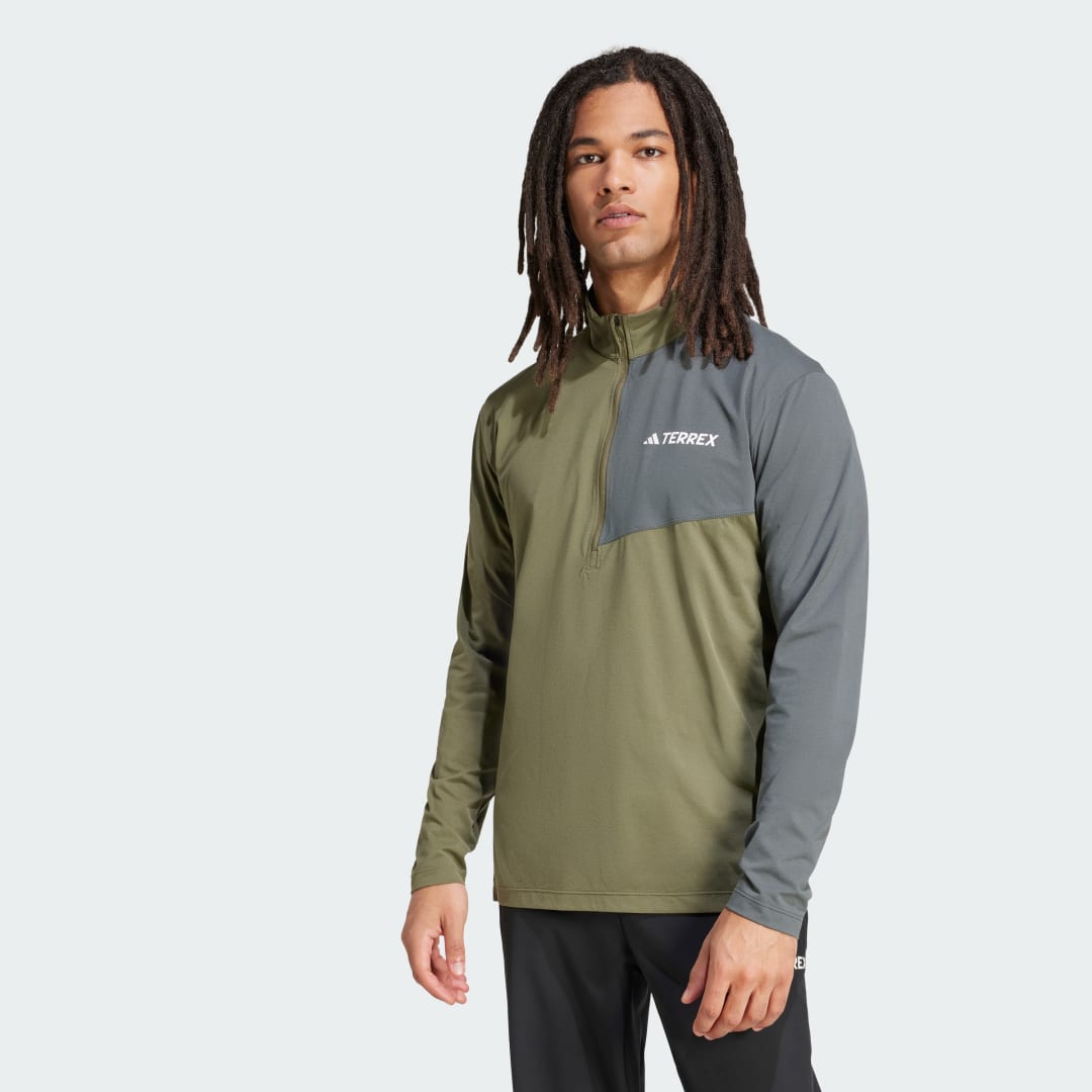 Mikina adidas Performance Terrex Multi Climacool 1/2 Zip Long Sleeve Top Zelené | JE0387, 0