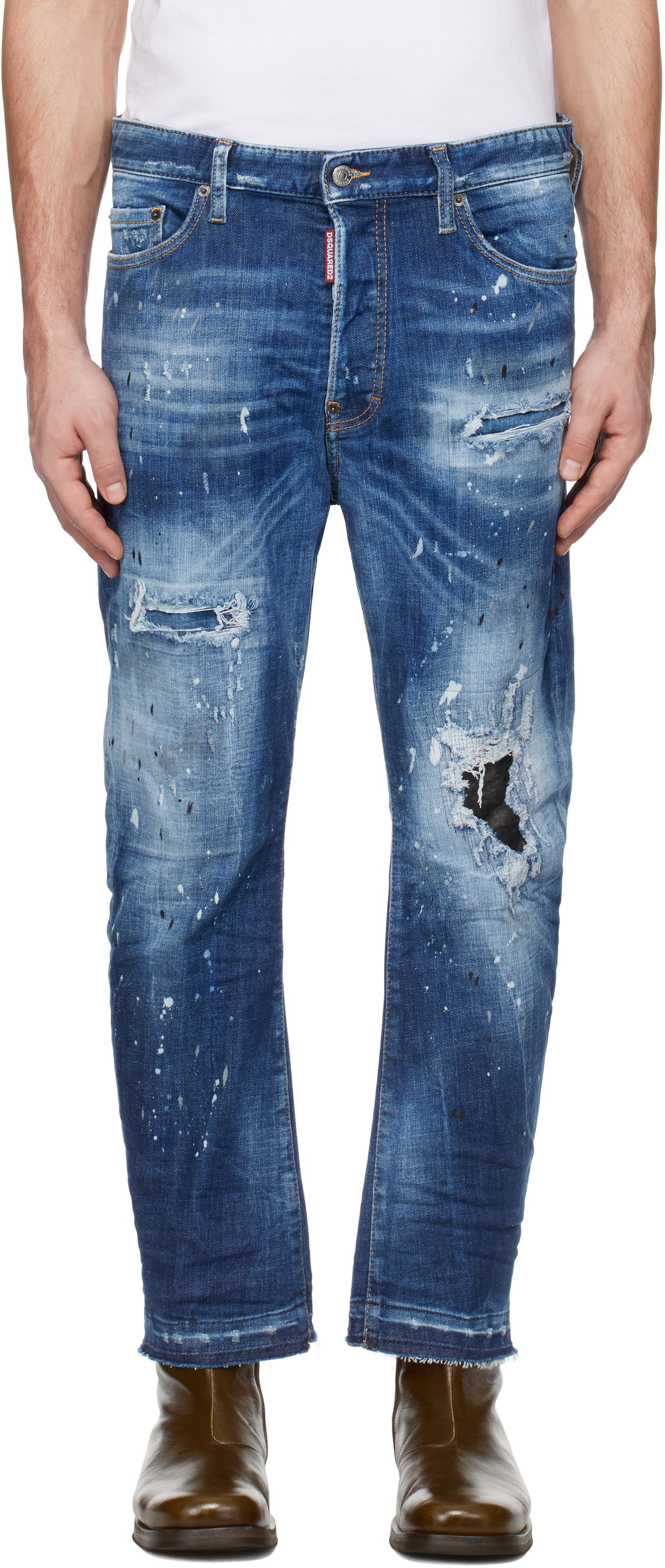 Džínsy DSQUARED2 Dsquared2 Medium Ripped Wash Bro Jeans Modrá | S74LB1634_S30872, 0