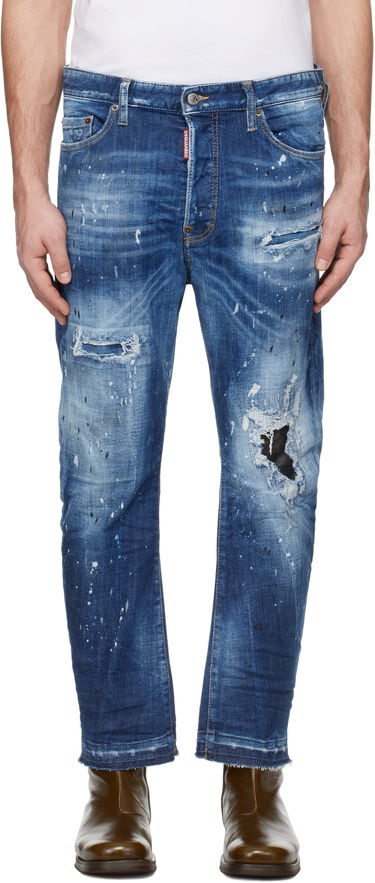 Džínsy DSQUARED2 Dsquared2 Medium Ripped Wash Bro Jeans Modrá | S74LB1634_S30872, 0
