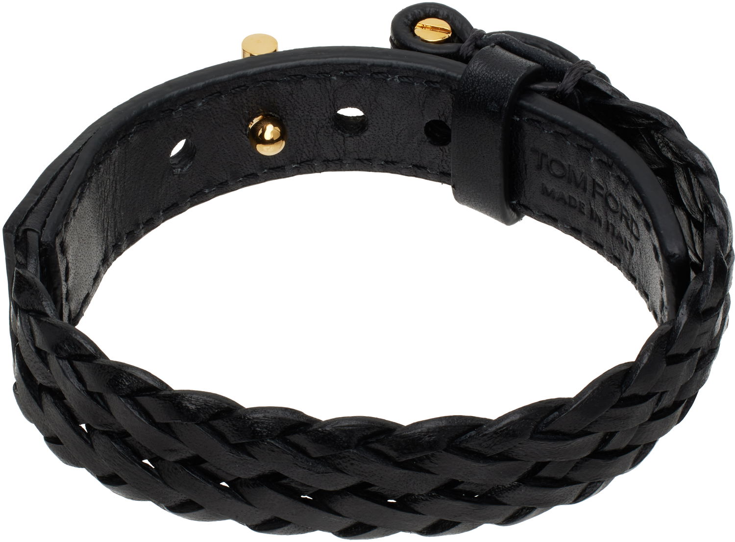 Náramok Tom Ford Black Woven Leather Bracelet Čierna | JM001-ICL001G, 1
