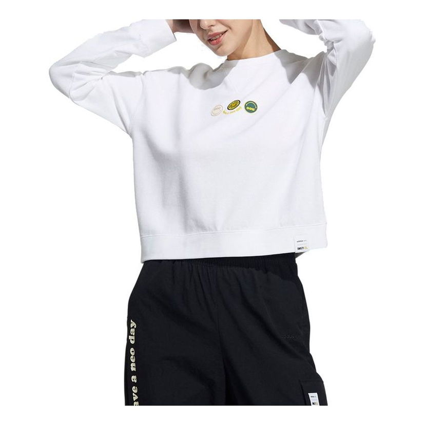 Mikina adidas Originals NEO x SMILEY Women's Cropped Sweatshirt Biela | H45537