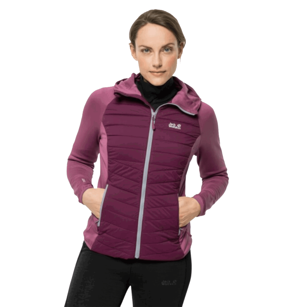 Prešívaná bunda Jack Wolfskin CROSSING PEAK Hybrid Hooded Fleece Quilted Jacket Vínová | 1709052-2094, 0