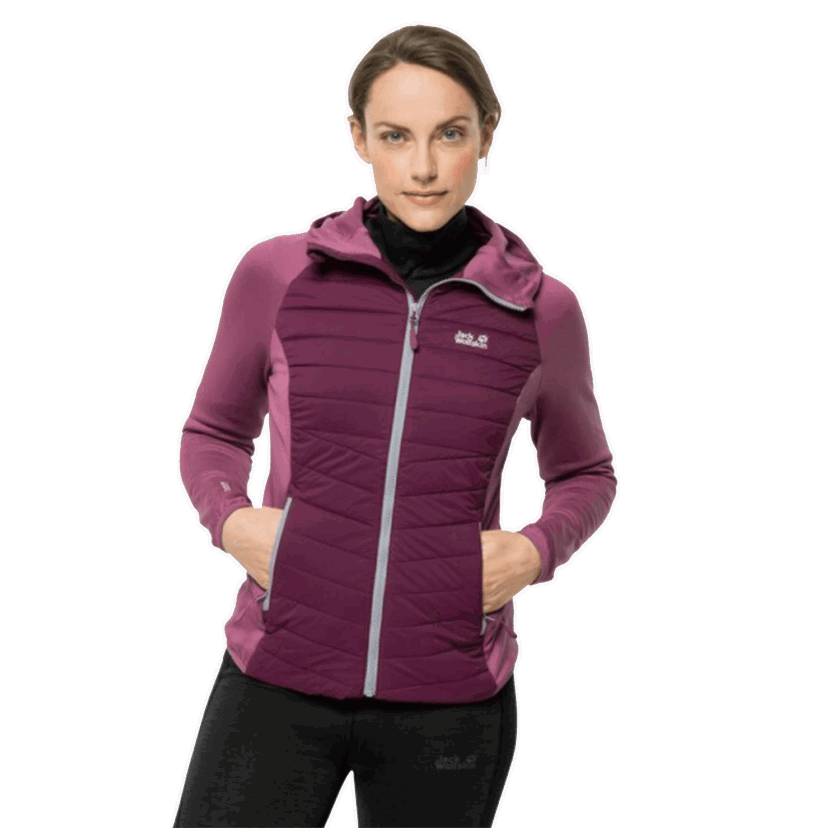 Prešívaná bunda Jack Wolfskin CROSSING PEAK Hybrid Hooded Fleece Quilted Jacket Vínová | 1709052-2094