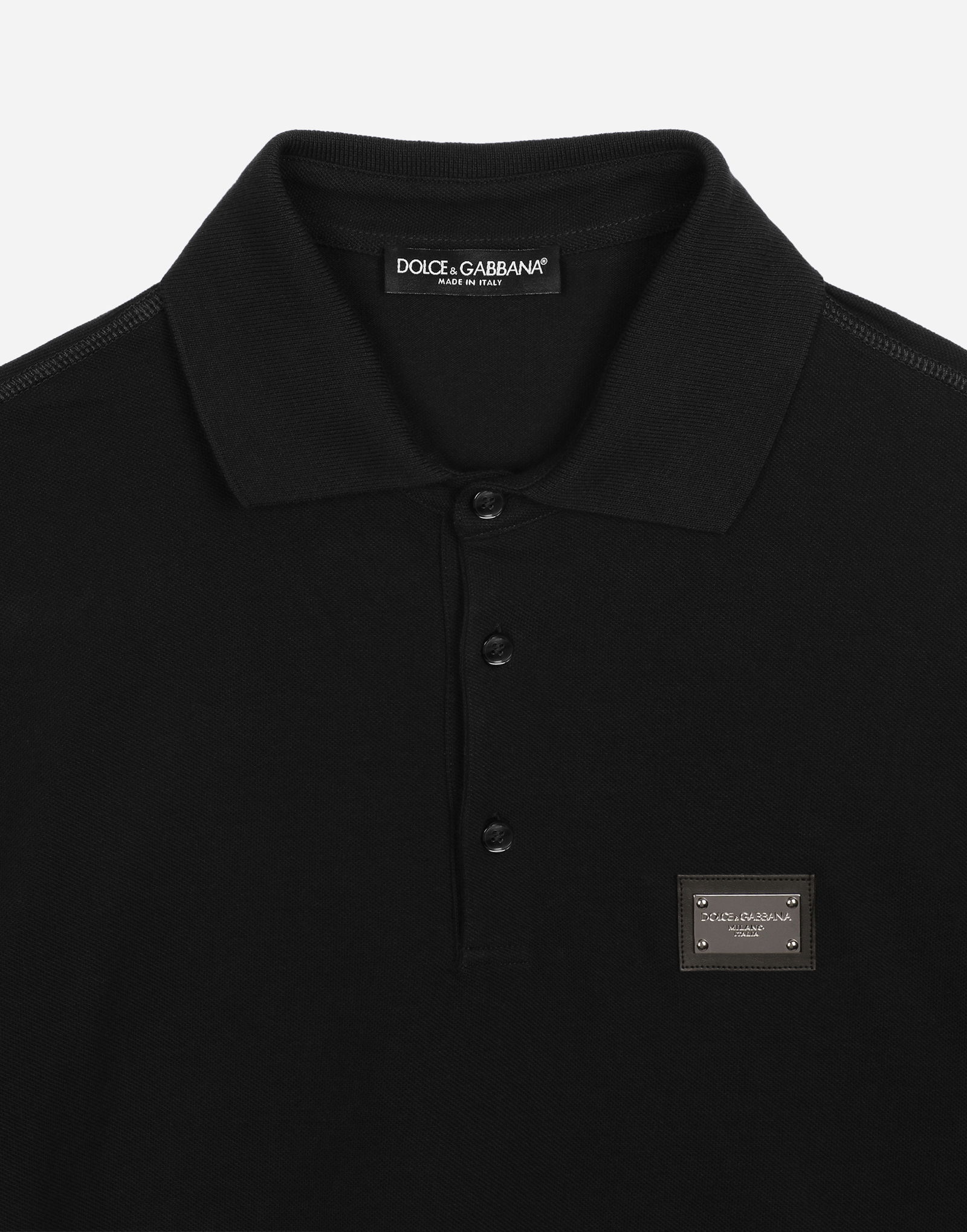 Cotton Piqué Polo-shirt With Branded Tag