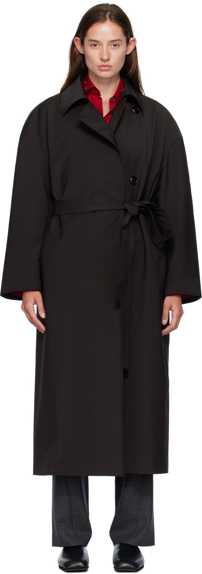 Kabáty OUR LEGACY OUR LEGACY Pinstripe Court Coat Čierna | W4251CC