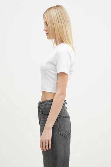 Crop Top VETEMENTS VETEMENTS Oval Logo Cropped Fitted T-Shirt Biela | WA66TR700W, 1