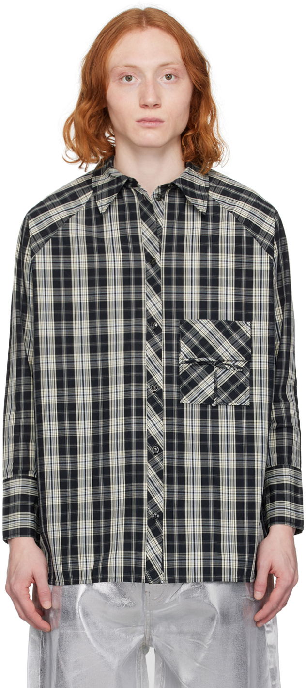 Košeľa GANNI GANNI Checkered Pocket Shirt Čierna | F9070