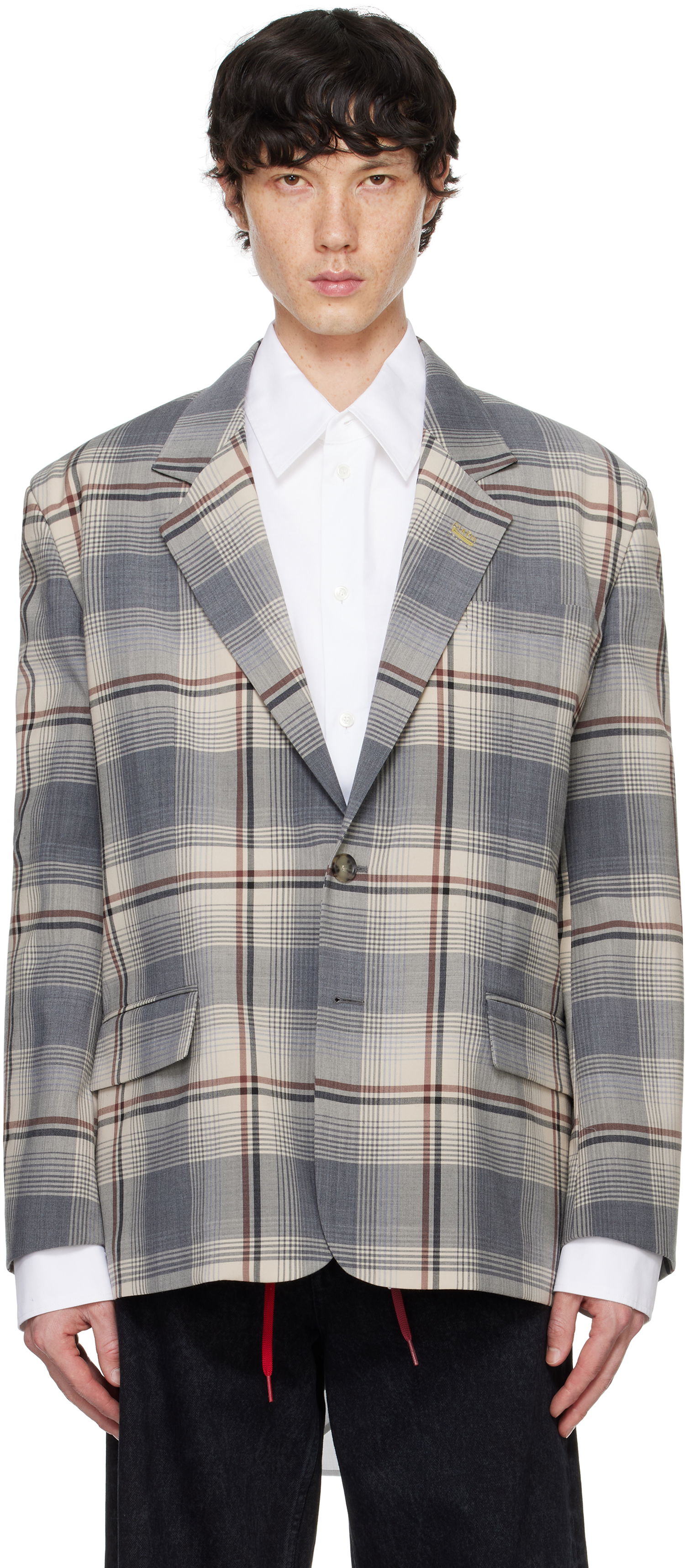 Bunda Marni Checked Wool Blazer Šedá | GUMU0120SU UTP767, 0