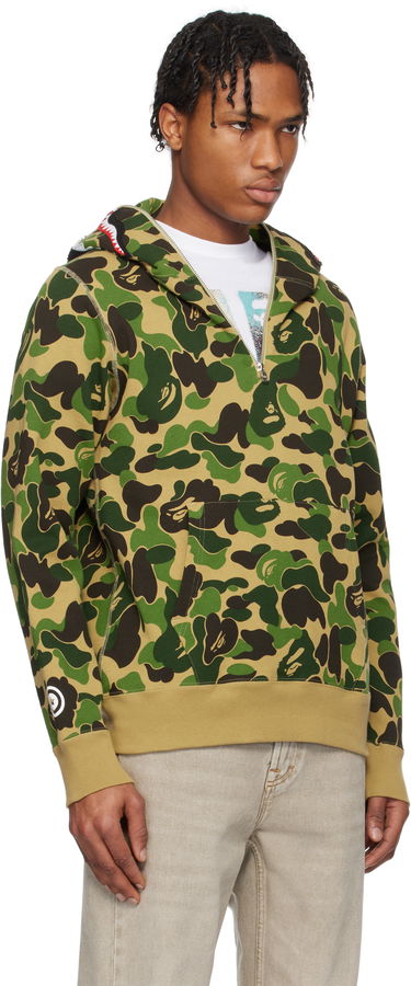 Mikina BAPE A Bathing Ape ABC Camo Shark Half Zip Hoodie Zelené | 001PPK801010M, 1