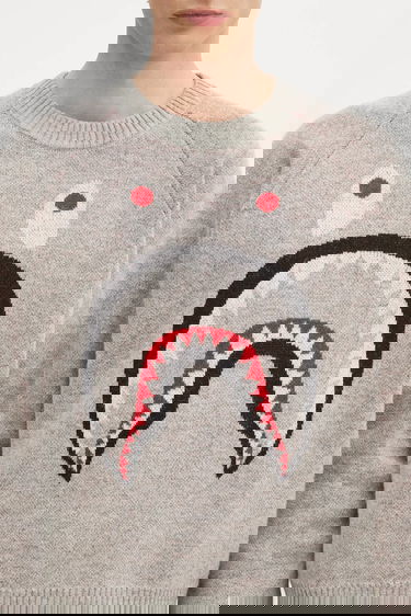 Sveter BAPE A Bathing Ape Shark Knit Sweater Šedá | 1K80220004, 6