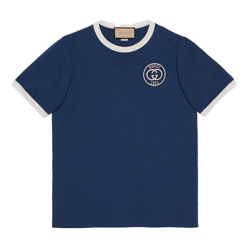 Tričko Gucci Embroidered Jersey T-Shirt Modrá | 727694-XJFV8-4030, 0