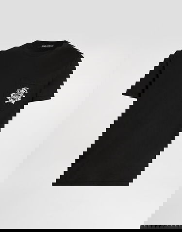 Tričko Dolce & Gabbana Dolce & Gabbana Cotton T-shirt With Embroidery Čierna | G8RA2ZG7PZEN0000, 0