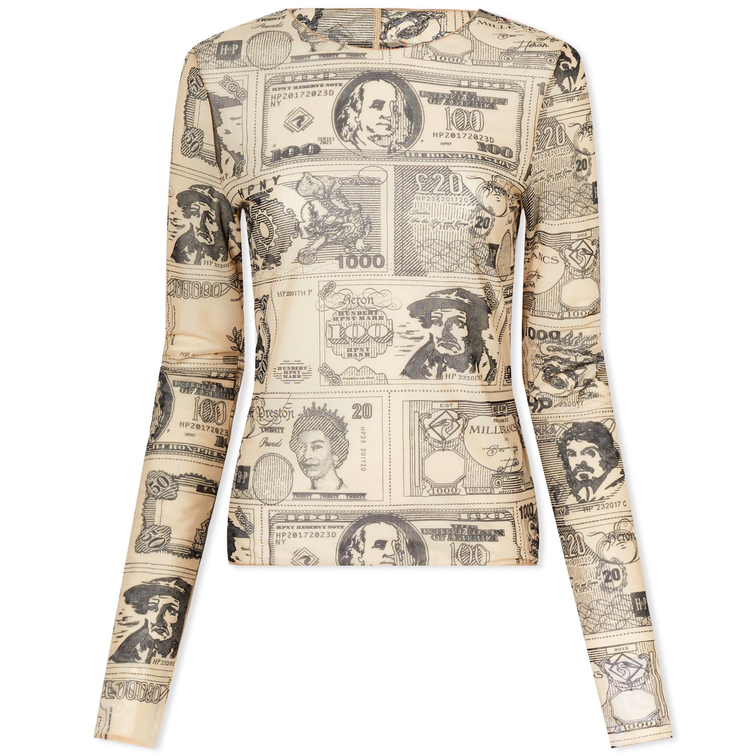 Tričko HERON PRESTON Currencies Mesh Top Béžová | HWAD039S23FAB0016100, 0