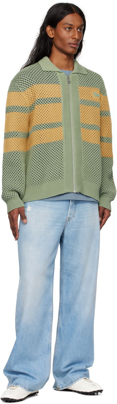 Bunda MAISON KITSUNÉ Maison Kitsuné Striped Mesh Blouson Jacket Zelené | OM02136KT1125, 3