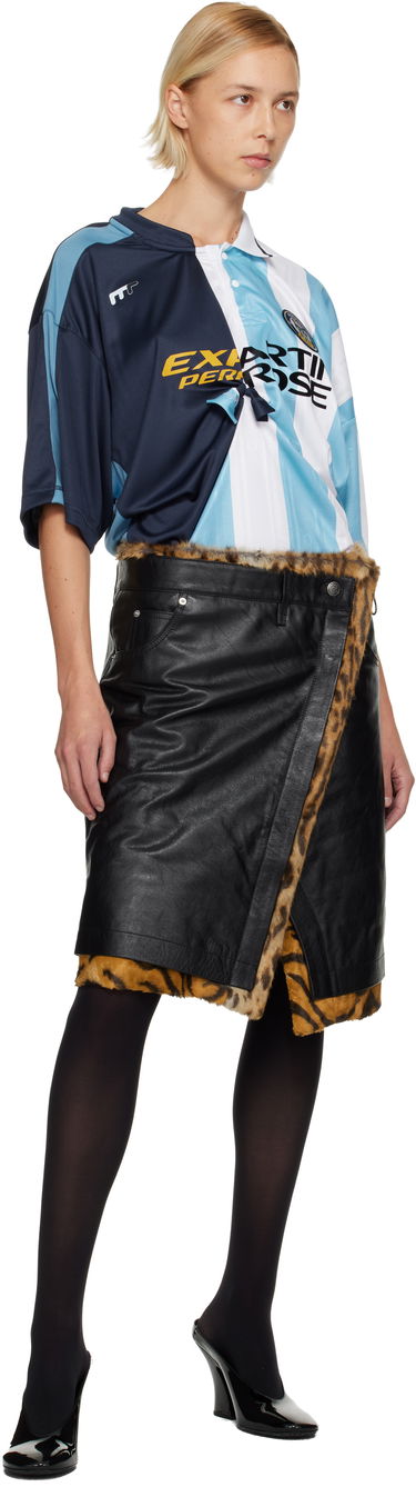 Sukňa Martine Rose Martine Rose Wrap Leather Midi Skirt with Leopard Print Fur Trim Čierna | 568LP18001, 3