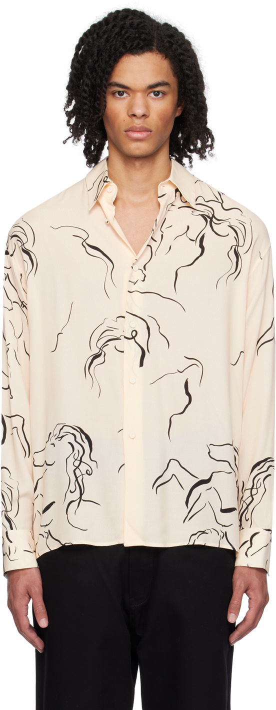 Košeľa Emporio Armani Printed Abstract Shirt Béžová | E31F27 F1022, 0