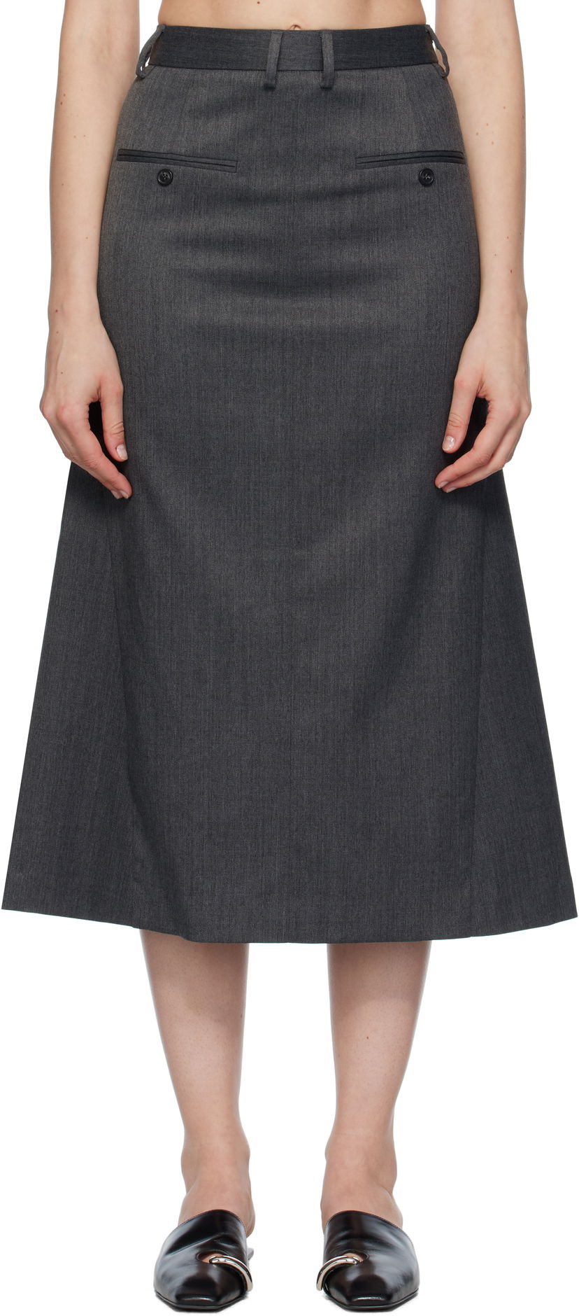 Sukňa Maison Margiela MM6 Maison Margiela Tailored Midi Skirt Šedá | S52MI0021 S47848