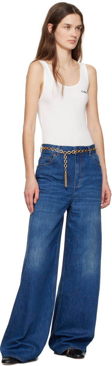 Opasok CHLOÉ Chloé Ribbed Logo Tank Top Metalická | CH25SJH12180, 4
