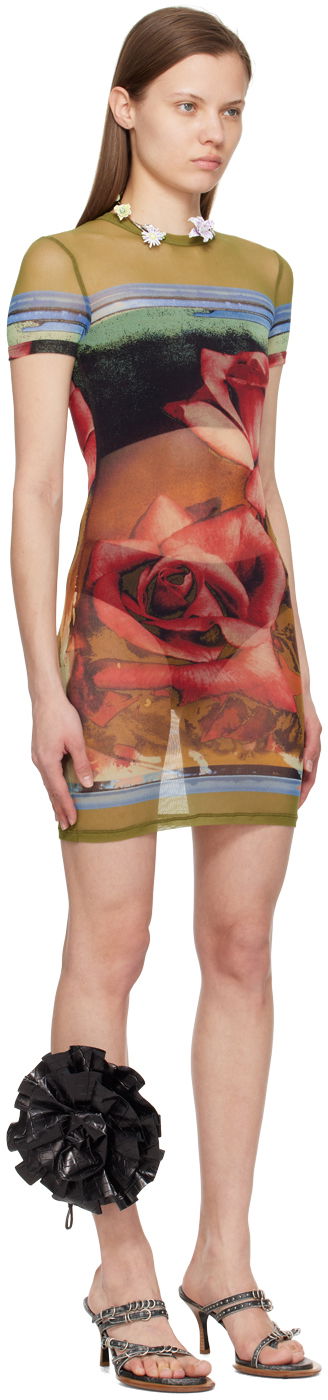 Šaty Jean Paul Gaultier Gaultier Roses Mesh Minidress Zelené | 24/25-F-RO091-T547-403050, 1