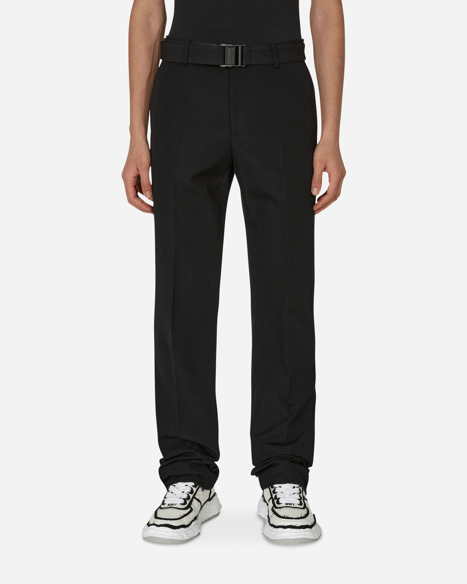 Nohavice Off-White Buckle Dry Wool Slim Pants Čierna | OMCA214F22FAB002 1000, 0