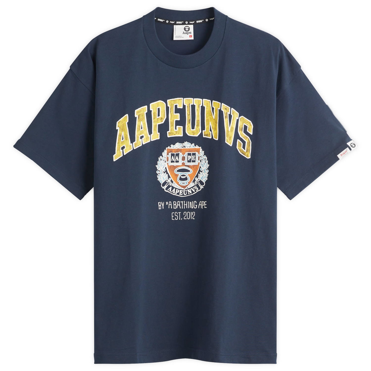 Tričko AAPE by A Bathing Ape AAPE College Theme T-Shirt, Size Large Navy | AAPTEM1626XX-NYD, 1