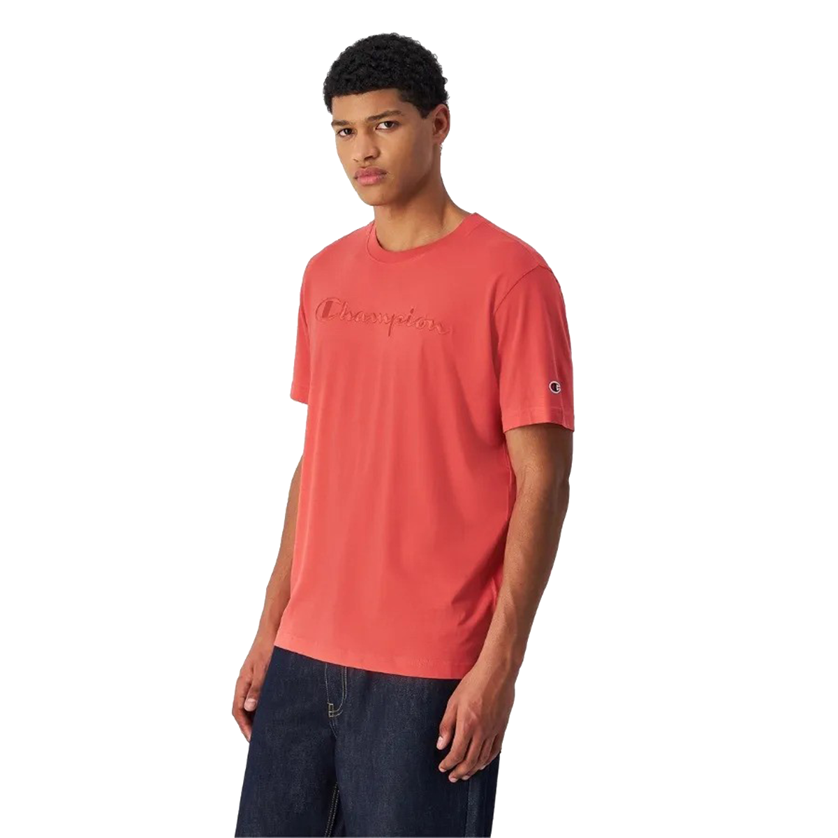 Tričko Champion Short Sleeve T-shirt with Embossed Lettering Červená | 220273-RS068, 0