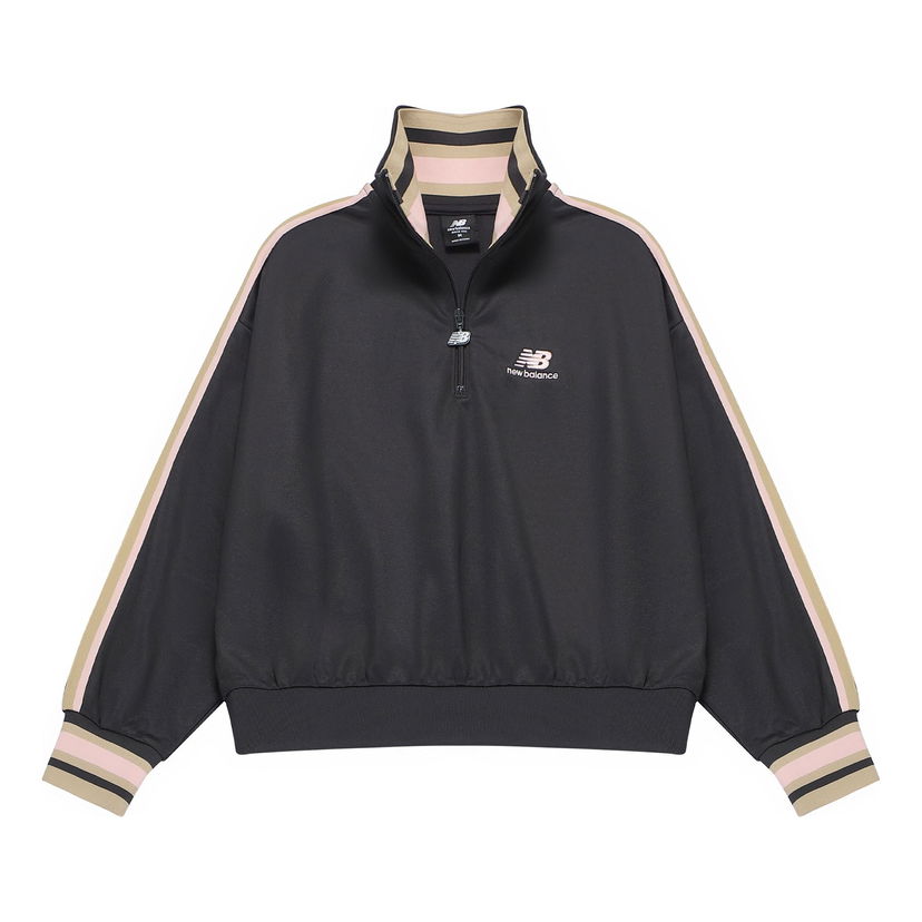 Mikina New Balance Half Zip Sweatshirt with Contrast Trim Čierna | AWT23561-PHM