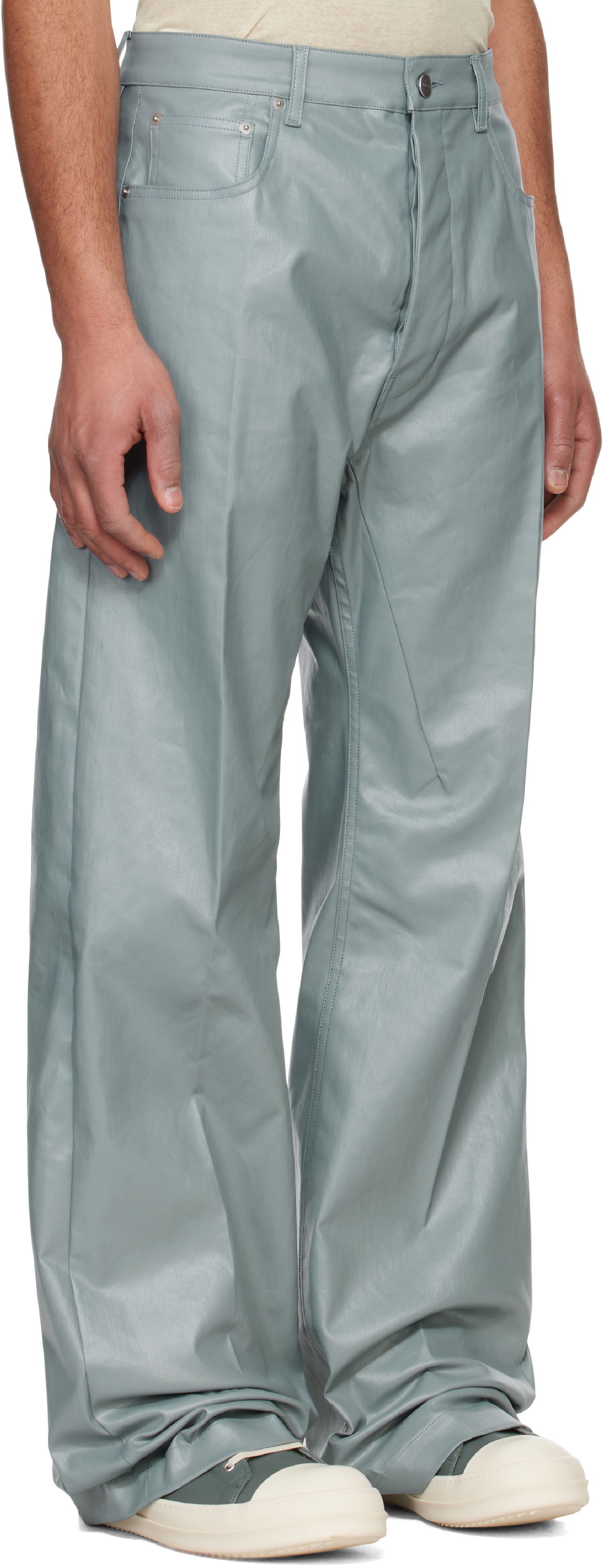 Nohavice Rick Owens Rick Owens Hollywood Geth Leather Trousers Zelené | RU01E5333 SCT, 1