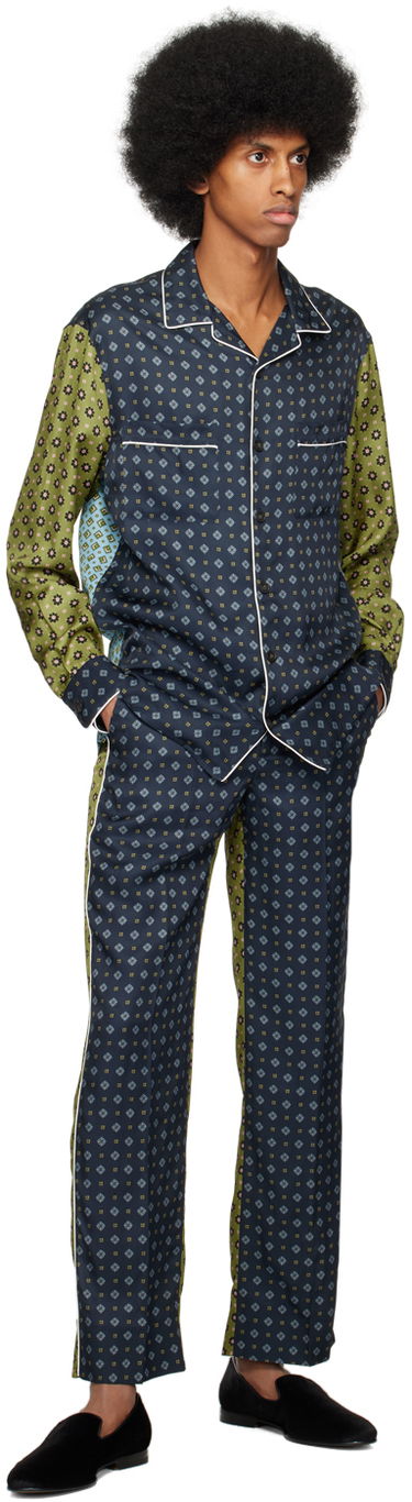 Pyžamo Erdem Patterned Long Sleeve Shirt Modrá | MS23_501MPFBT LUCIUS PYJAMA TOP, 3