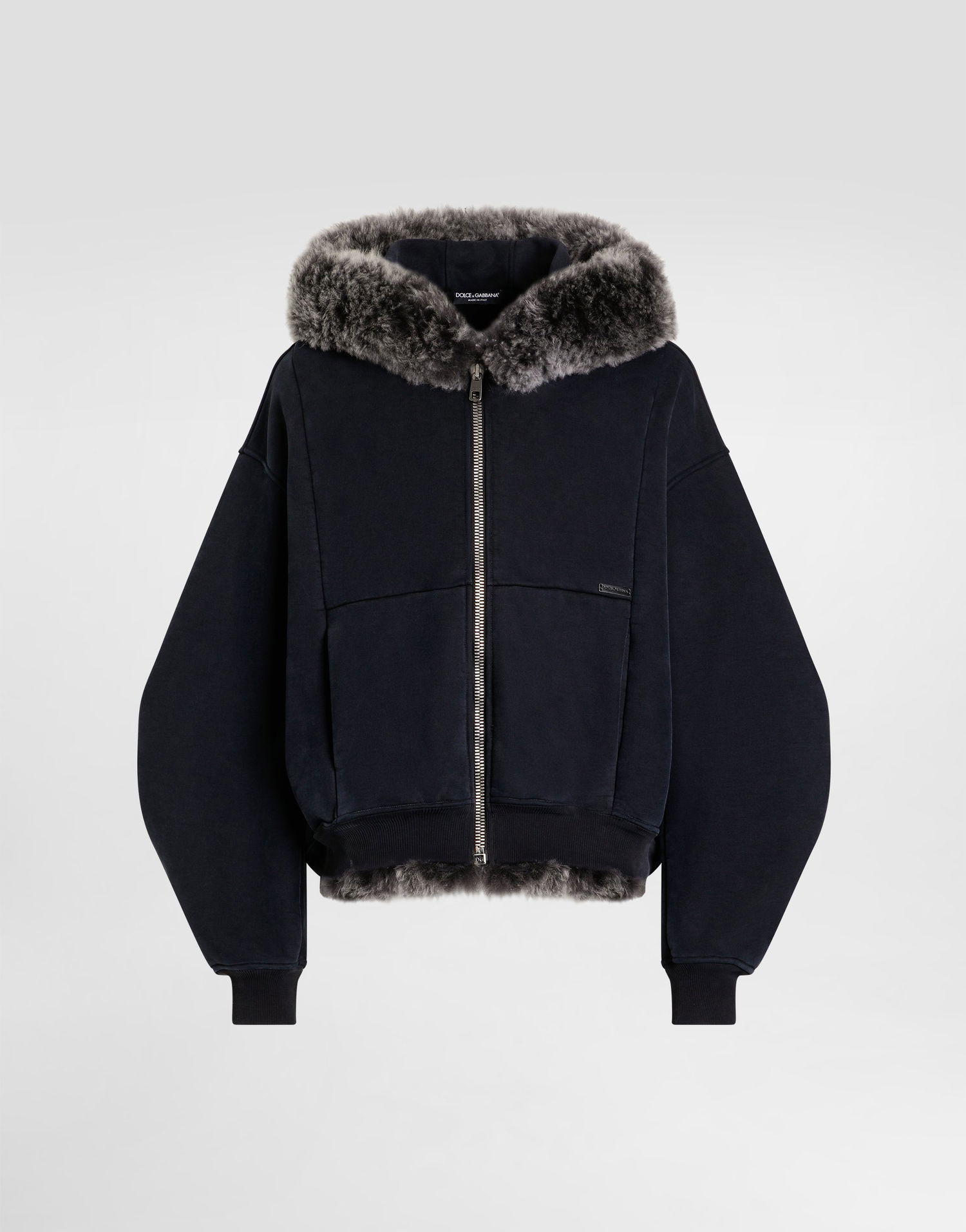 Mikina Dolce & Gabbana Dolce & Gabbana Hooded Sweatshirt with Fur Navy | G9BVOZG7PLDN0000, 0