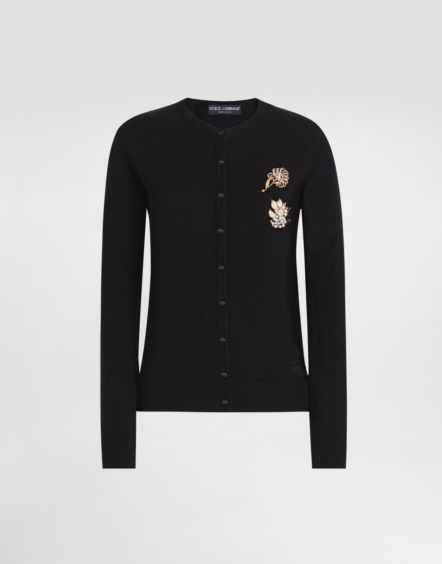 Sveter Dolce & Gabbana Dolce & Gabbana Wool Cardigan with Brooch Čierna | FXV09ZJCVXNN0000, 0