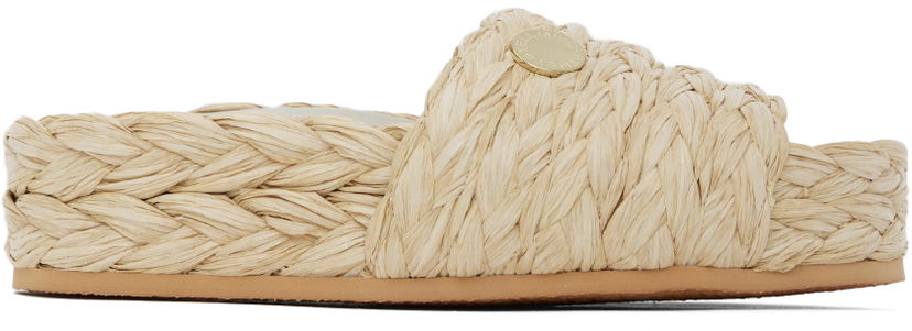 Šaty Stella McCartney Stella McCartney Skyla Raffia Platform Slides Béžová | 810206E00109