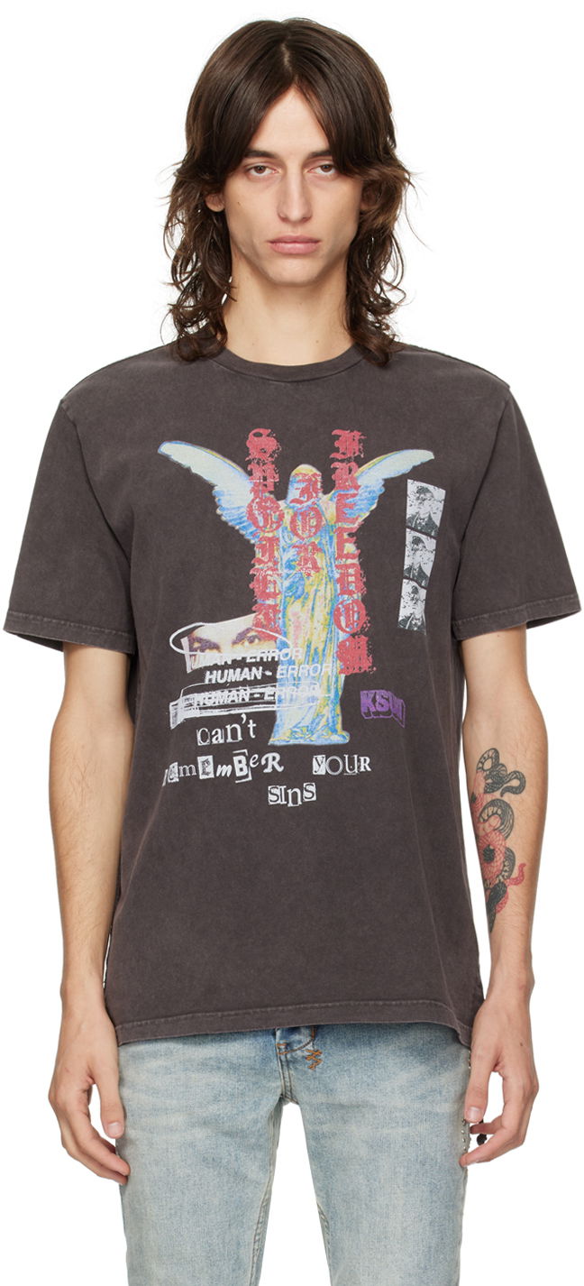Tričko Ksubi Brown Crewneck Sinners Kash T-Shirt Čierna | MPF24TE001, 0