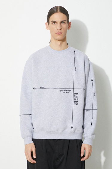 Mikina Pleasures Intersection Crewneck Sweatshirt Šedá | P23W024.GREY, 0